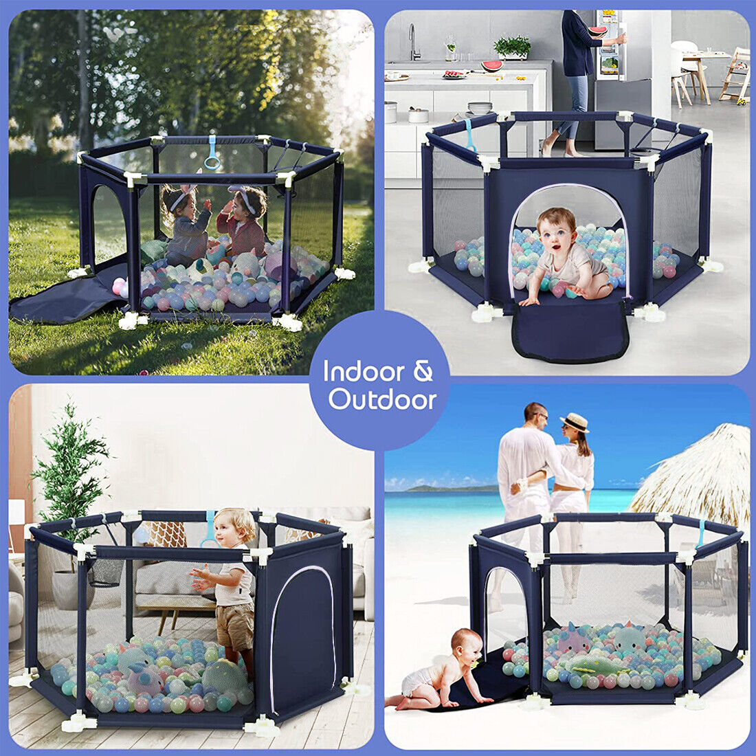 Large Baby Playpen Kids Toddlers Infant Activity Center Safety Play Fence Yard